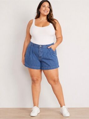 Old Navy Extra High-Rise OG Chino Denim Shorts Women’s XXL Blue Classic Minimali
